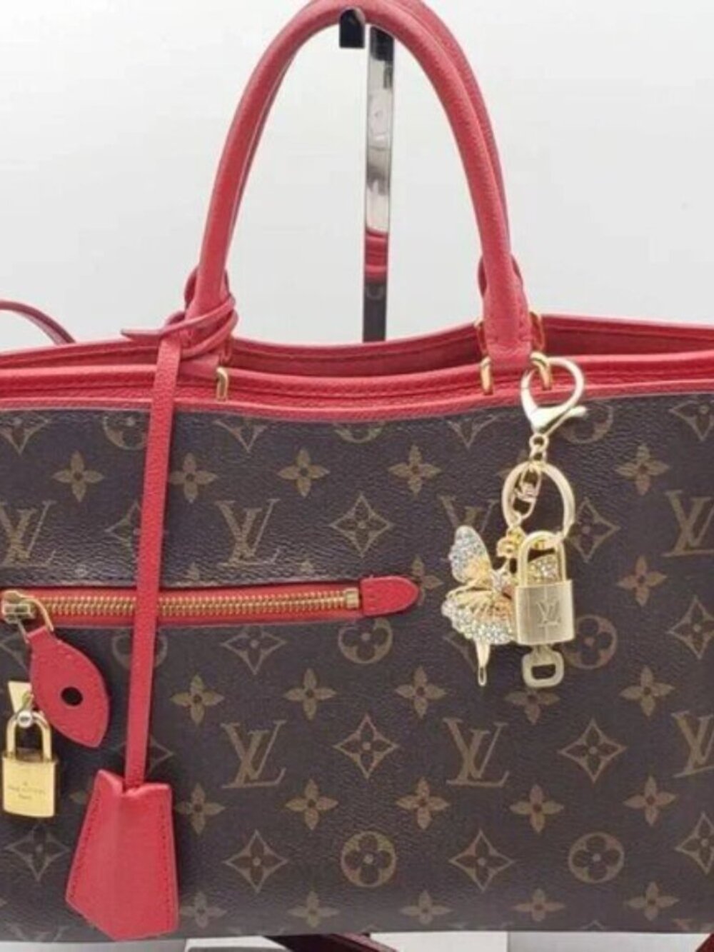 Authentic LV Gold Padlock & Key 🔑 Designer Bag Charm w/ Unbranded Fairy Charm - Picture 7 of 7